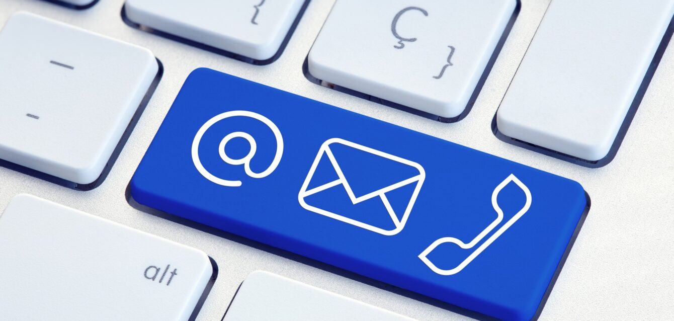 contact-us-set-of-signs-on-blue-computer-keyboard-key